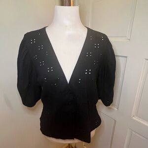 H&M Black Eyelet Blouse
